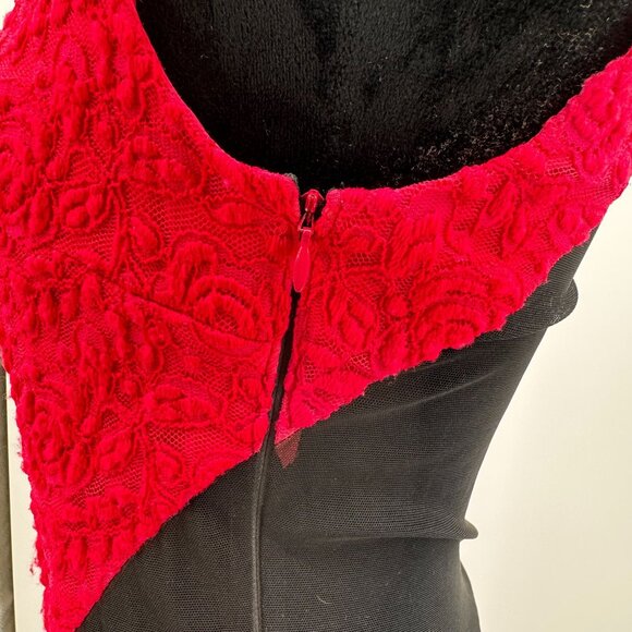 ABS Prom Maxi Dress Womens M Sleeveless Pink Lace‎ Mesh Fit Flare Mermaid Girlie - Picture 5 of 8